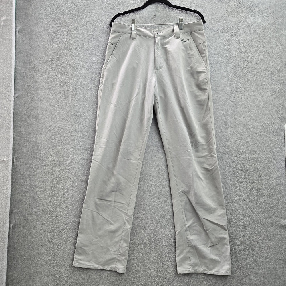Oakley Men Pants 30W 32L Gray Embroidered Chino Golf Performance 31" Inseam Logo